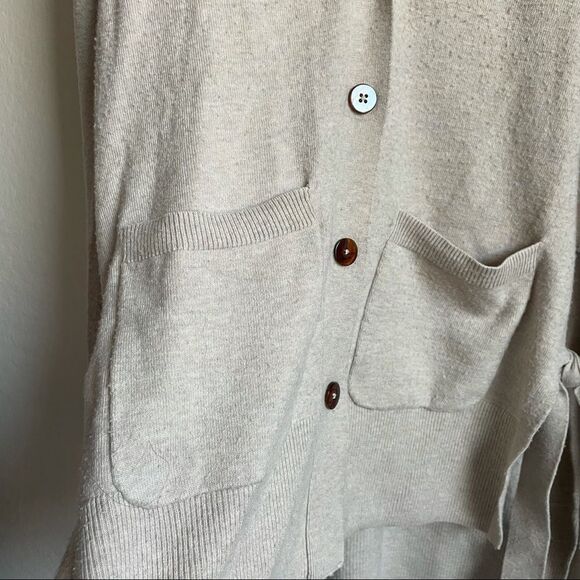 Anthropologie By Anthropologie Tan Buttoned Cardigan Wool Blend Long Women S​ - Picture 6 of 7